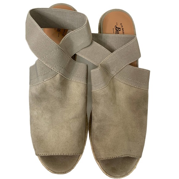 G.H. Bass Cher Open Toe Slingback Wedge Tan Size - Picture 2 of 5